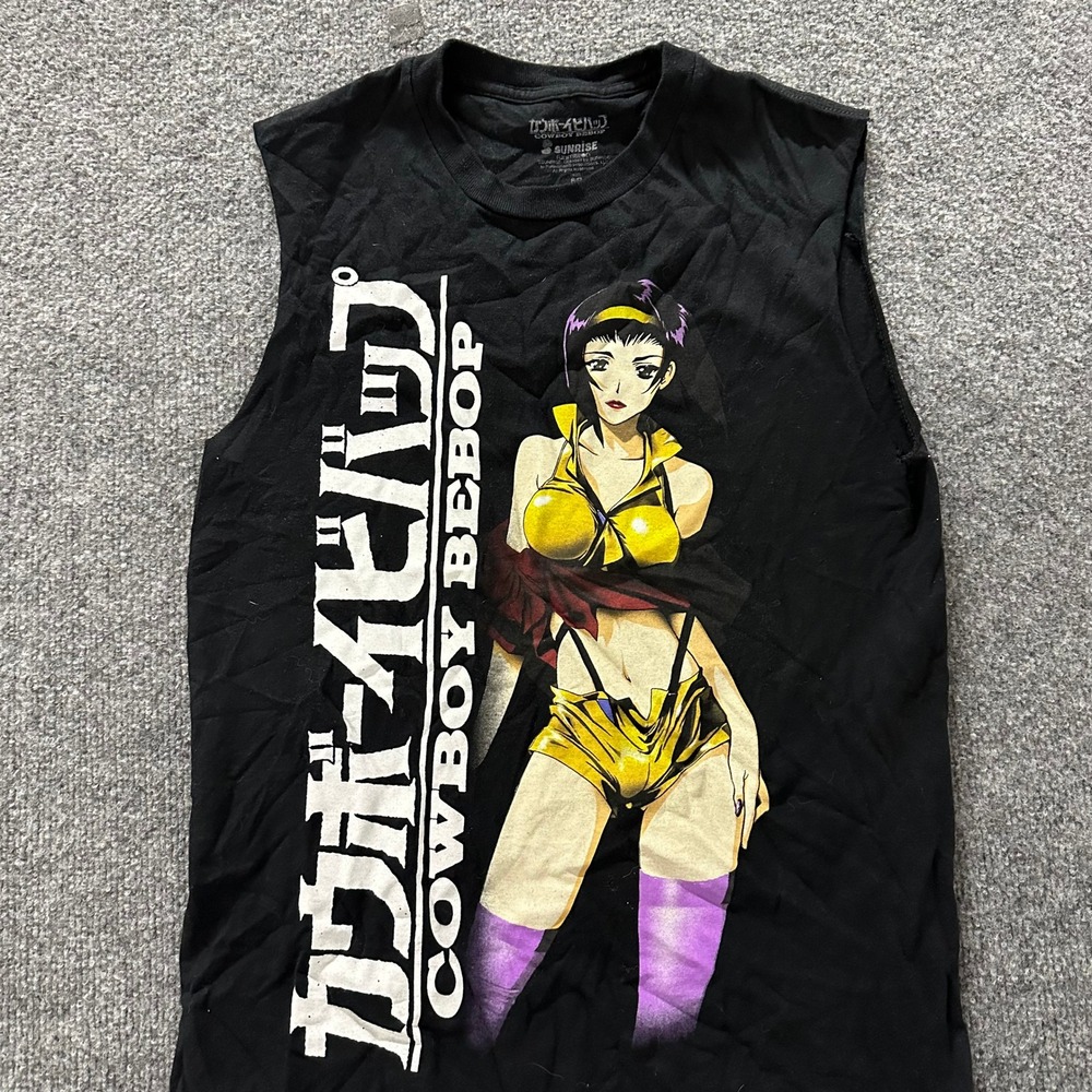 Cowboy Bebop Muscle Tank Mens Size S Black Faye Valentine Anime Graphic Cotton